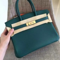 Hermes Malachite Clemence Birkin 30cm Handmade Bag Hermes Malachite Clemence Birkin 30cm Handmade Bag