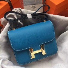 Hermes Mini Constance 18cm Blue Jean Epsom Bag Hermes Mini Constance 18cm Blue Jean Epsom Bag