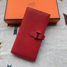 Hermes Red Togo Leather Bearn Gusset Wallet Hermes Red Togo Leather Bearn Gusset Wallet