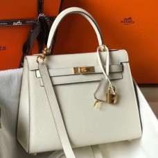 Hermes White Epsom Kelly 25cm Sellier Handmade Bag Hermes White Epsom Kelly 25cm Sellier Handmade Bag