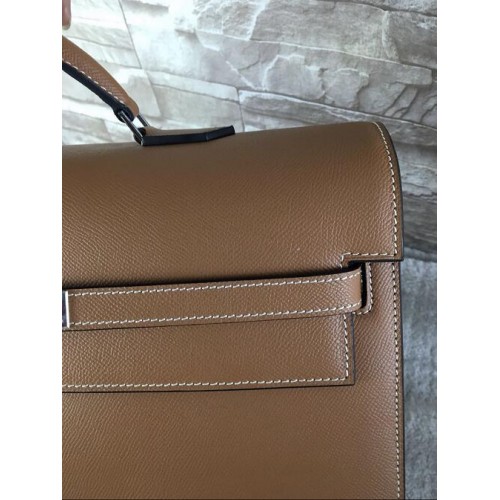 Hermes Brown Epsom Kelly Depeche 38cm Briefcase Bag 