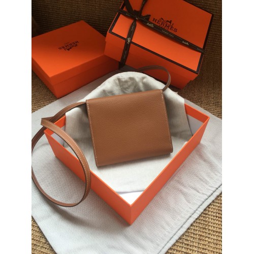 Hermes Brown Clic 16 Wallet With Strap