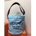 Hermes Grooming Bucket Bag In Blue Canvas