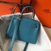 Hermes Blue Jean Clemence Kelly 20cm GHW Bag