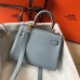 Hermes Blue Lin Clemence Kelly 20cm GHW Bag