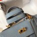 Hermes Blue Lin Clemence Kelly 20cm GHW Bag