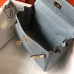 Hermes Blue Lin Clemence Kelly 20cm GHW Bag