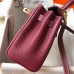 Hermes Bordeaux Clemence Kelly 20cm GHW Bag