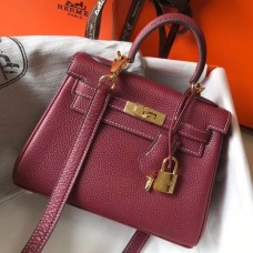 Hermes Bordeaux Clemence Kelly 20cm GHW Bag