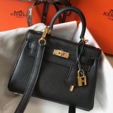 Hermes Black Clemence Kelly 20cm GHW Bag