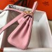 Hermes Pink Clemence Kelly 20cm GHW Bag