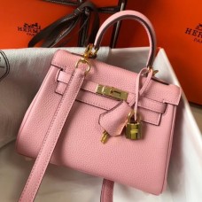 Hermes Pink Clemence Kelly 20cm GHW Bag