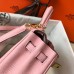 Hermes Pink Clemence Kelly 20cm GHW Bag