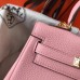 Hermes Pink Clemence Kelly 20cm GHW Bag