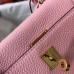 Hermes Pink Clemence Kelly 20cm GHW Bag