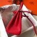 Hermes Red Clemence Kelly 20cm GHW Bag