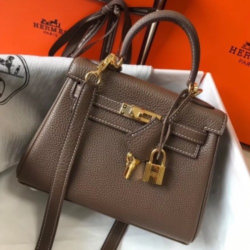 Replica Hermes Kelly 20cm Bag In Craie Clemence Leather GHW