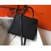 Hermes Black Clemence Kelly 25cm GHW Bag