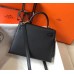 Hermes Black Epsom Kelly 25cm Sellier Handmade Bag