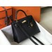 Hermes Black Epsom Kelly 25cm Sellier Handmade Bag