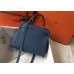 Hermes Blue Agate Clemence Kelly Retourne 28cm Handmade Bag