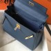 Hermes Blue Agate Clemence Kelly Retourne 28cm Handmade Bag