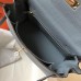 Hermes Blue Lin Clemence Kelly 28cm Bag