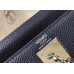 Hermes Navy Blue Clemence Kelly 28cm Bag