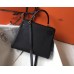 Hermes Black Clemence Kelly 28cm Bag