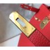 Hermes Red Clemence Kelly 28cm Bag