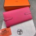 Hermes Kelly Longue Wallet In rose Clemence Leather