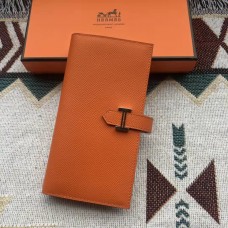 Hermes Orange Epsom Bearn Gusset Wallet