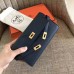 Hermes Kelly Classic Long Wallet In Navy Epsom Leather