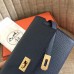 Hermes Kelly Classic Long Wallet In Navy Epsom Leather