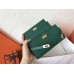 Hermes Kelly Classic Long Wallet In Malachite Epsom Leather