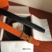 Hermes Constance Belt Buckle Orange & black Reversible leather strap 32 mm